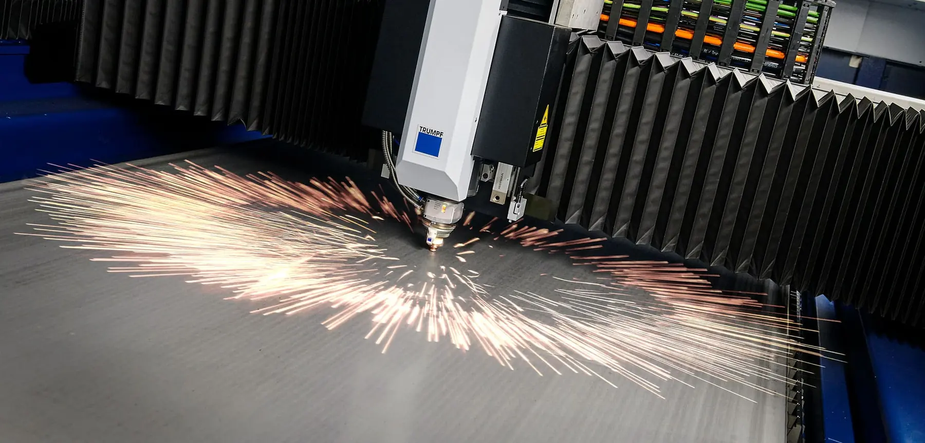 A Trumpf fibre laser cutting sheet steel